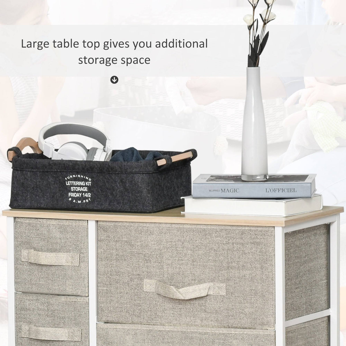 7 Drawer Fabric Dresser Storage Tower Cabinet Z840872