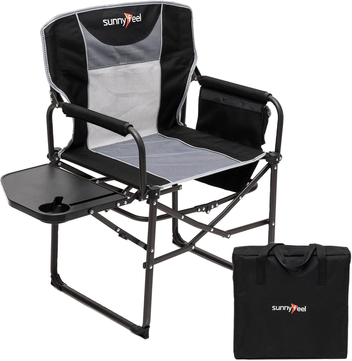 Oversized Portable Folding Camping Chair with Side Table J809493