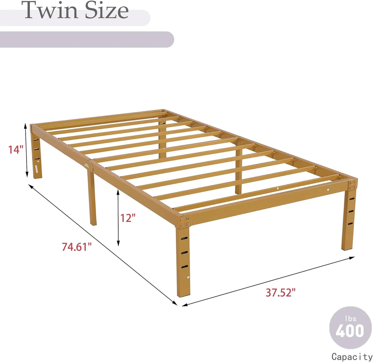 Twin Size 14 Inch Metal Platform Bed Frame H171