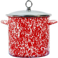 Red 8-Quart Enamel Steel Stockpot with Glass Lid E34250