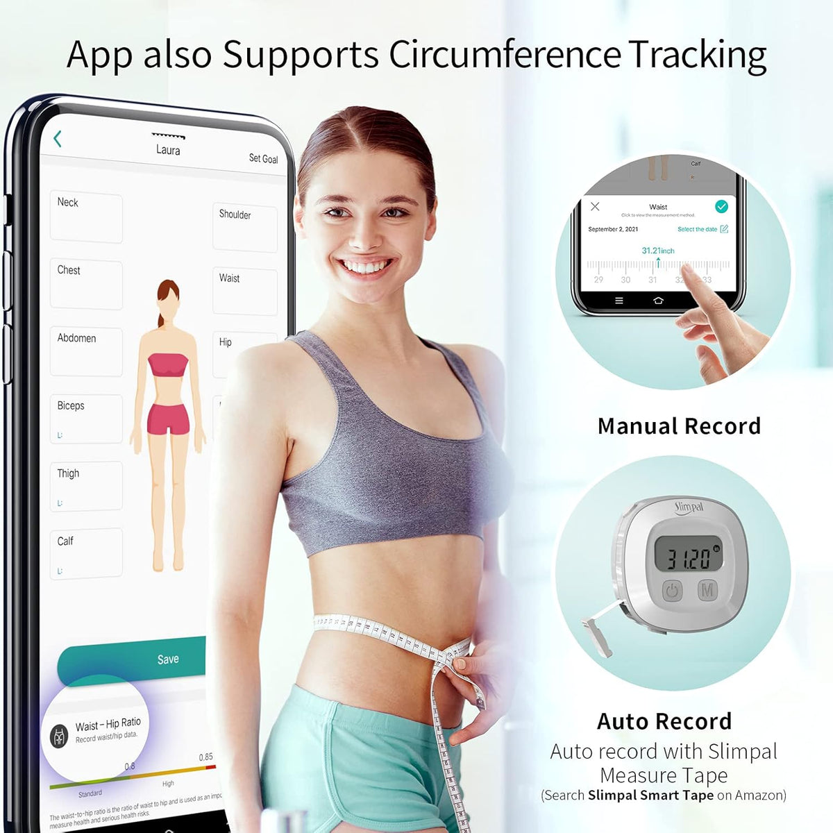Smart Body Fat Water Weight WiFi Bluetooth Rechargeable Digital Bathroom Scale V50428