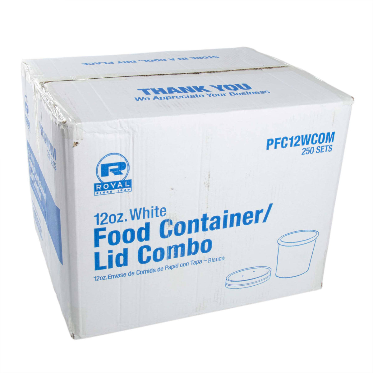 12 oz White Paper Food Container and Lid Combo U93197