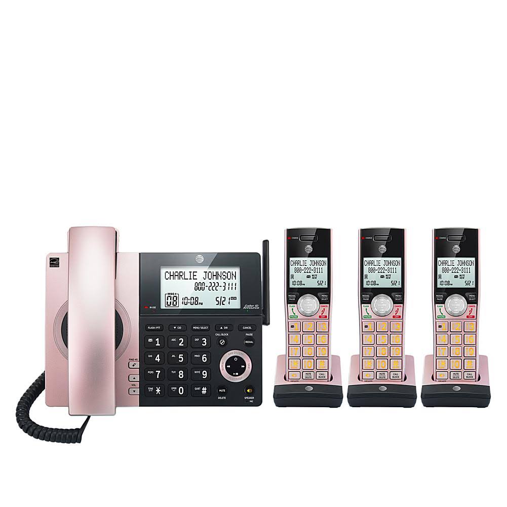 Corded/Cordless Phone with Smart Call Blocker, Silver/Black with 3 Handsets P34209