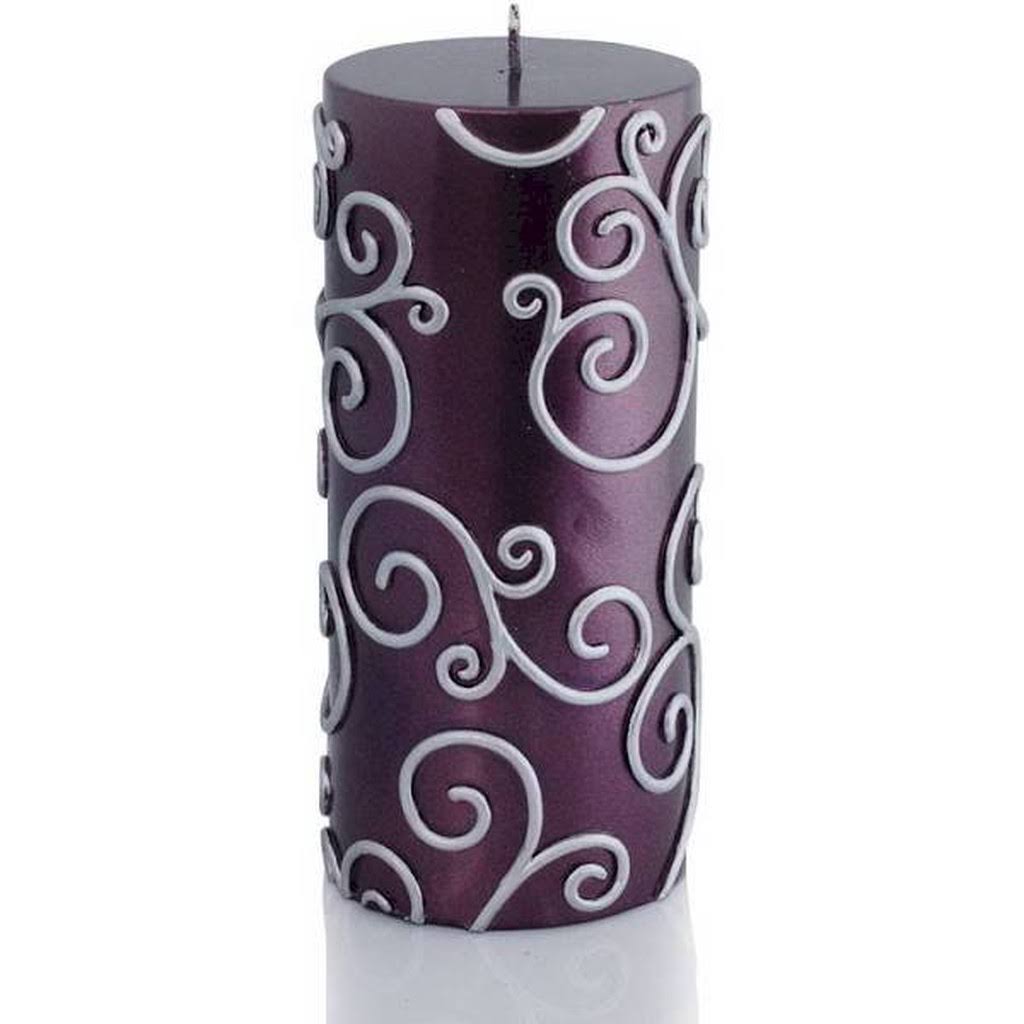 Purple Scroll Pillar Candle 12Pcs L18396