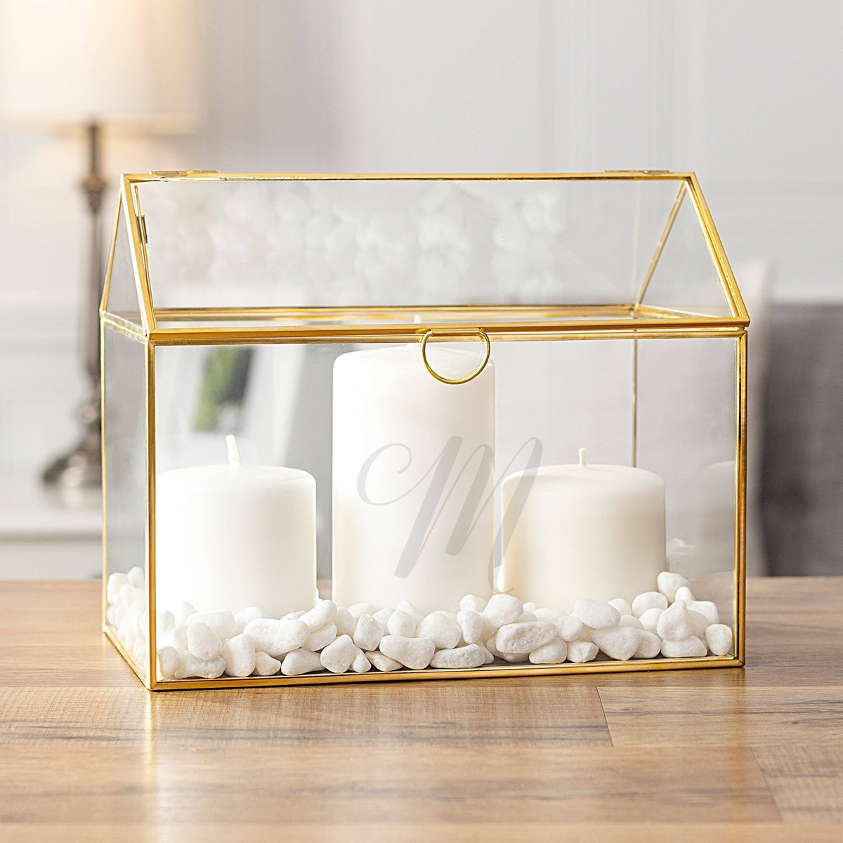 Gold Wedding Glass Terrarium Card Holder Y908991