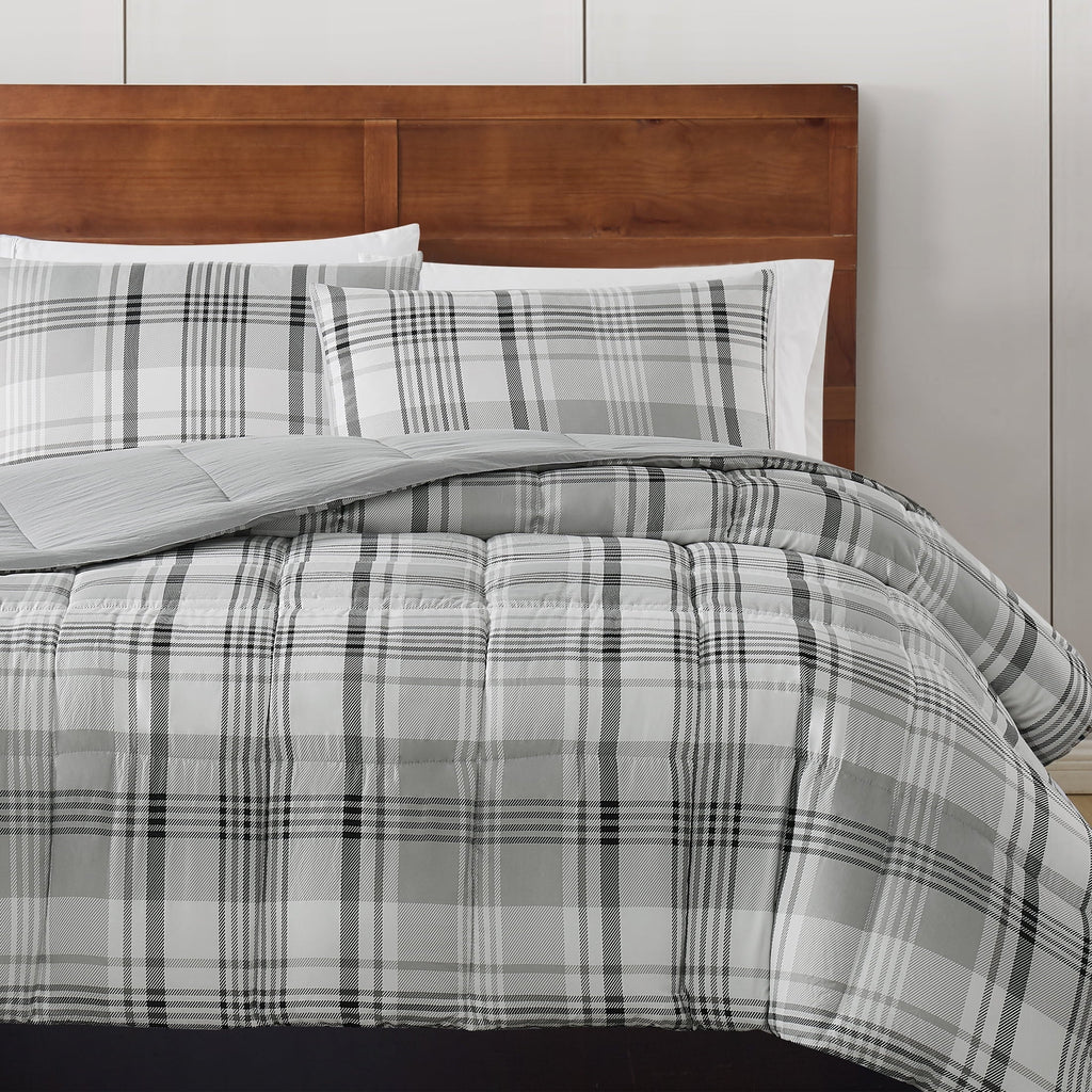Grey 4-Piece Garment Washed Comforter Set P79546