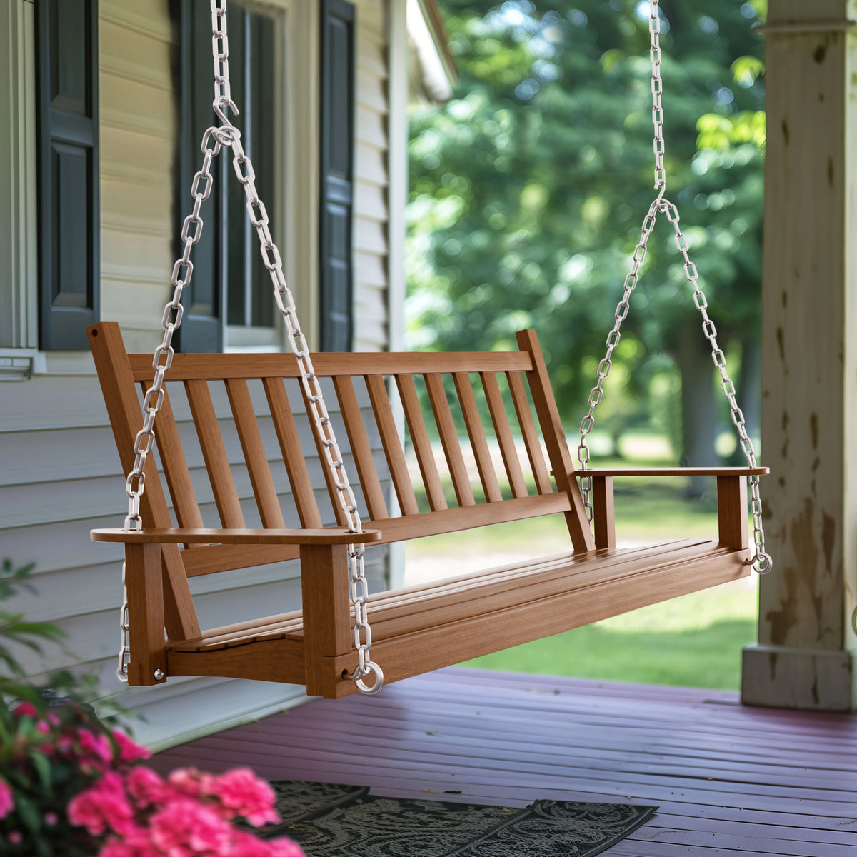 2-Seat Hanging Wooden Porch Swing P752365