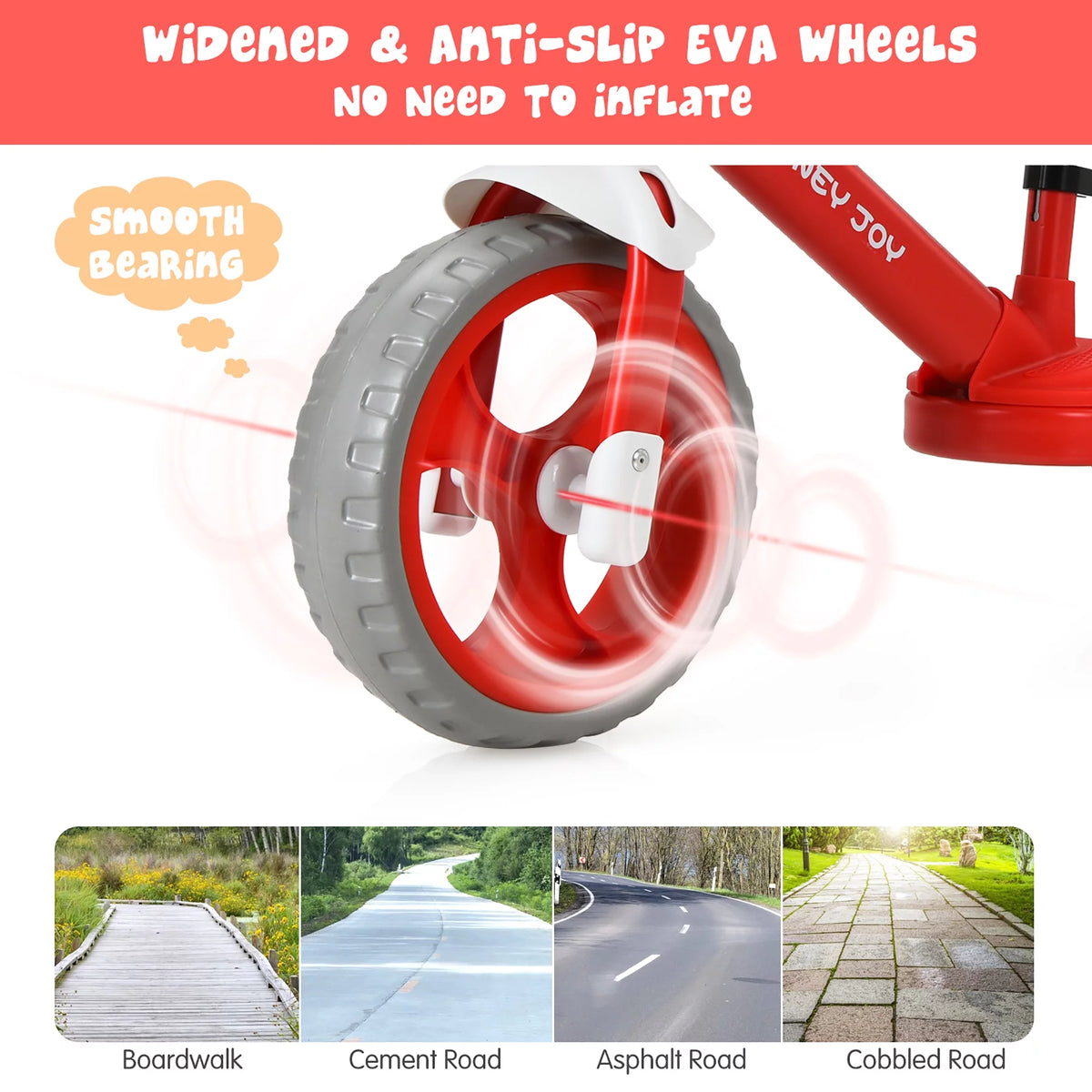 Kids Balance Bike Toddler Training Bicycle Red X436616