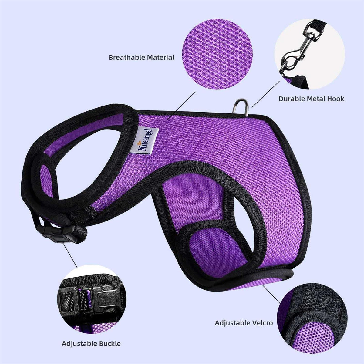 Adjustable Soft Harness with Elastic Leash for Rabbits F151