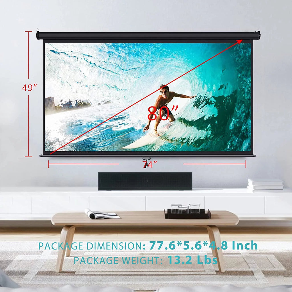 80 inch 16:9 HD Retractable Projector Screen T75316