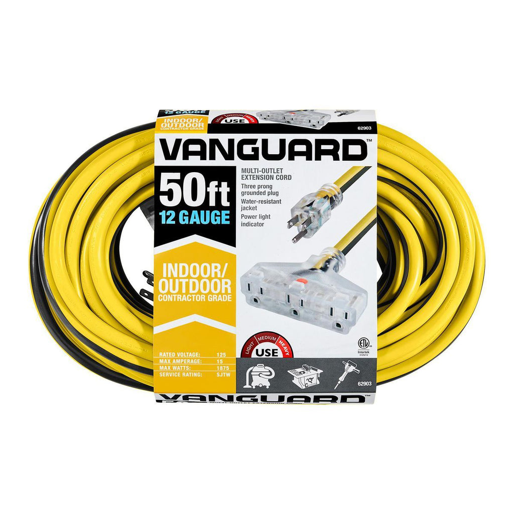 50 ft. 12/3 Gauge Multiple Outlet Extension Cord with Indicator Light D2419
