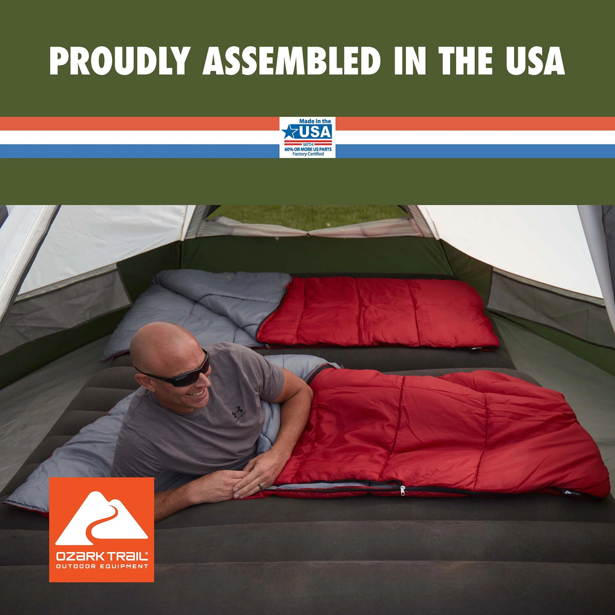 50-Degree Warm Weather Rectangular Sleeping Bag, Red, 33x75 Z59728