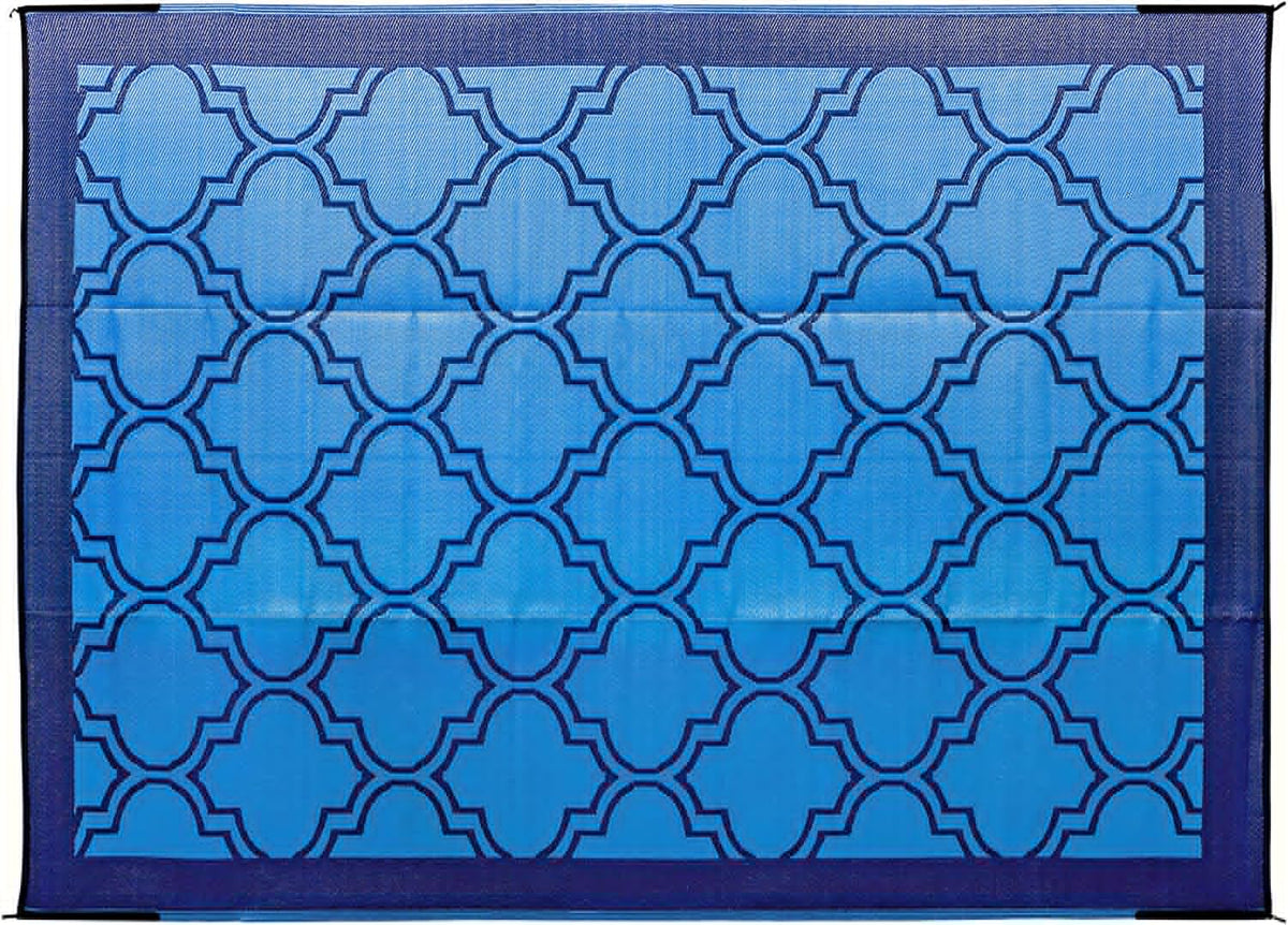 Reversible Outdoor Patio Mat 9' x 12' Lattice Blue E5892
