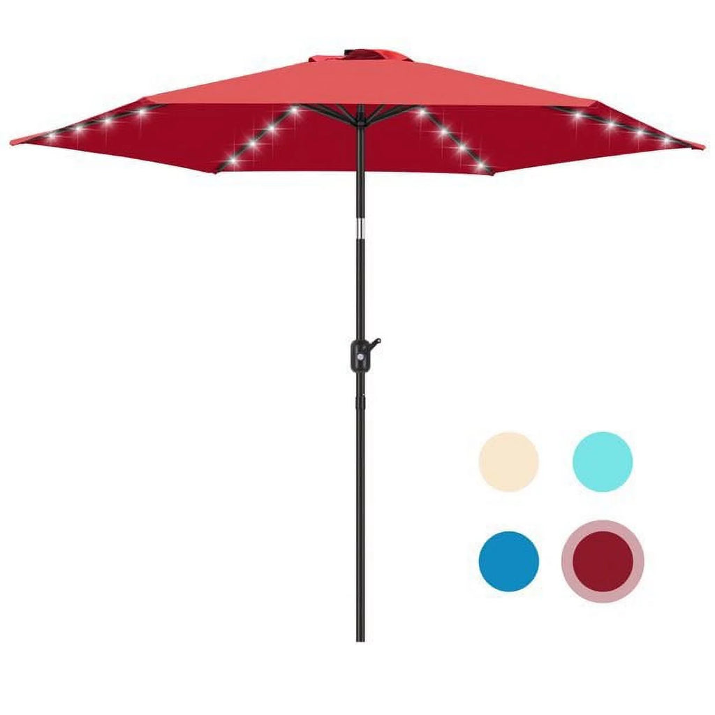 9 Ft Solar LED Light Patio Umbrella with Tilt Crank Lift A256