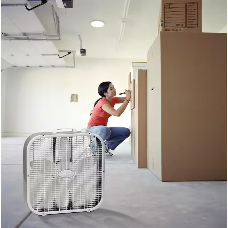 20 in. 3 Speeds Box Fan in White with Carry Handle A8837