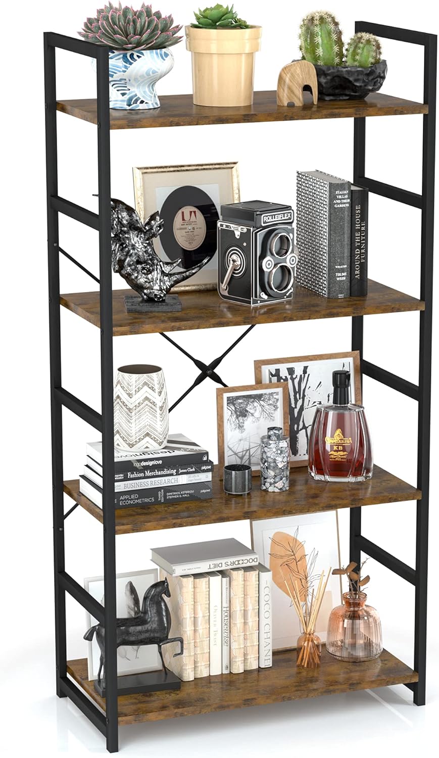4 Tier Industrial Metal Bookcase P8439
