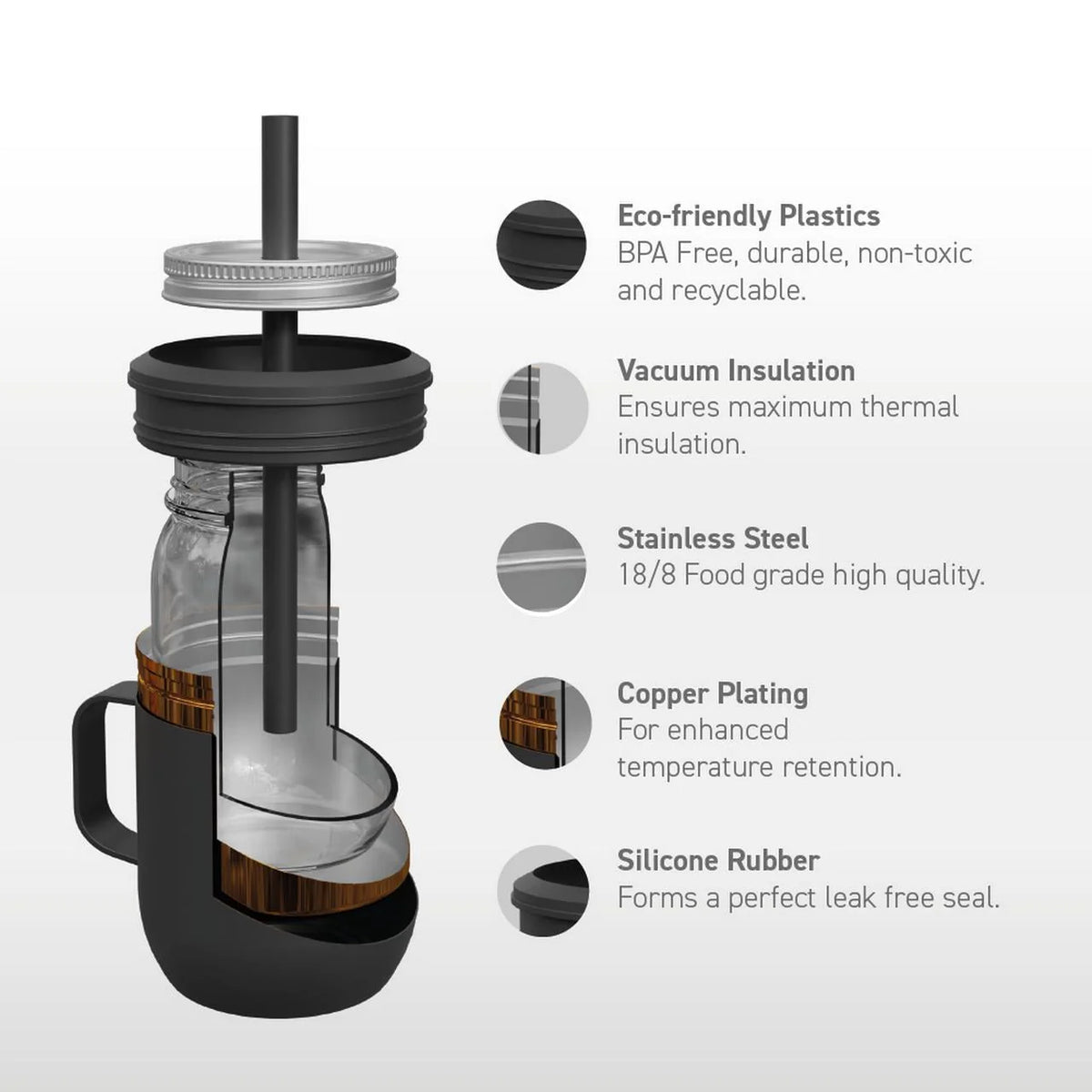 Portable Cold Brew Coffee Maker with 1 Liter Stainless Steel Travel Carafe Q2340