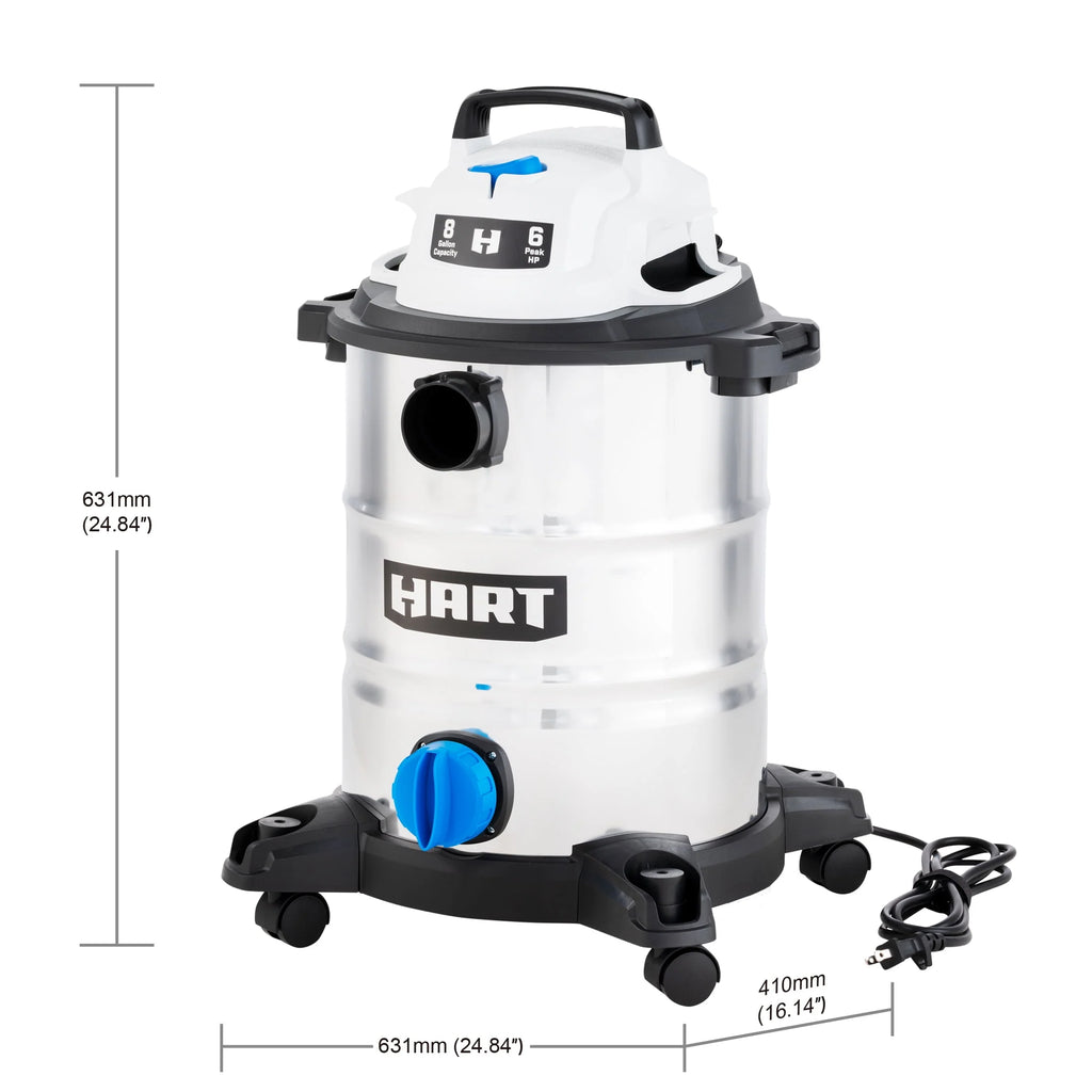 8 Gallon 6 Peak HP Stainless Steel Wet/Dry Vacuum L3145