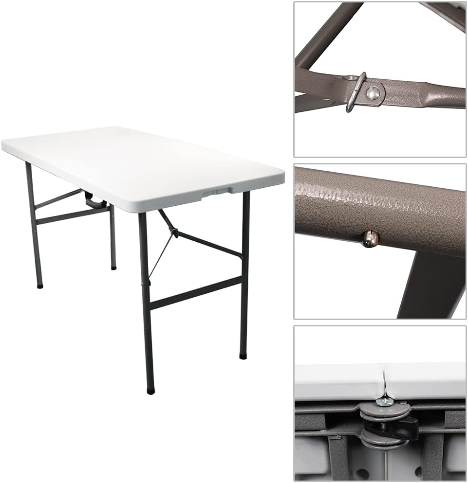 Portable Folding Camping Table 4ft Heavy Duty Plastic H154345