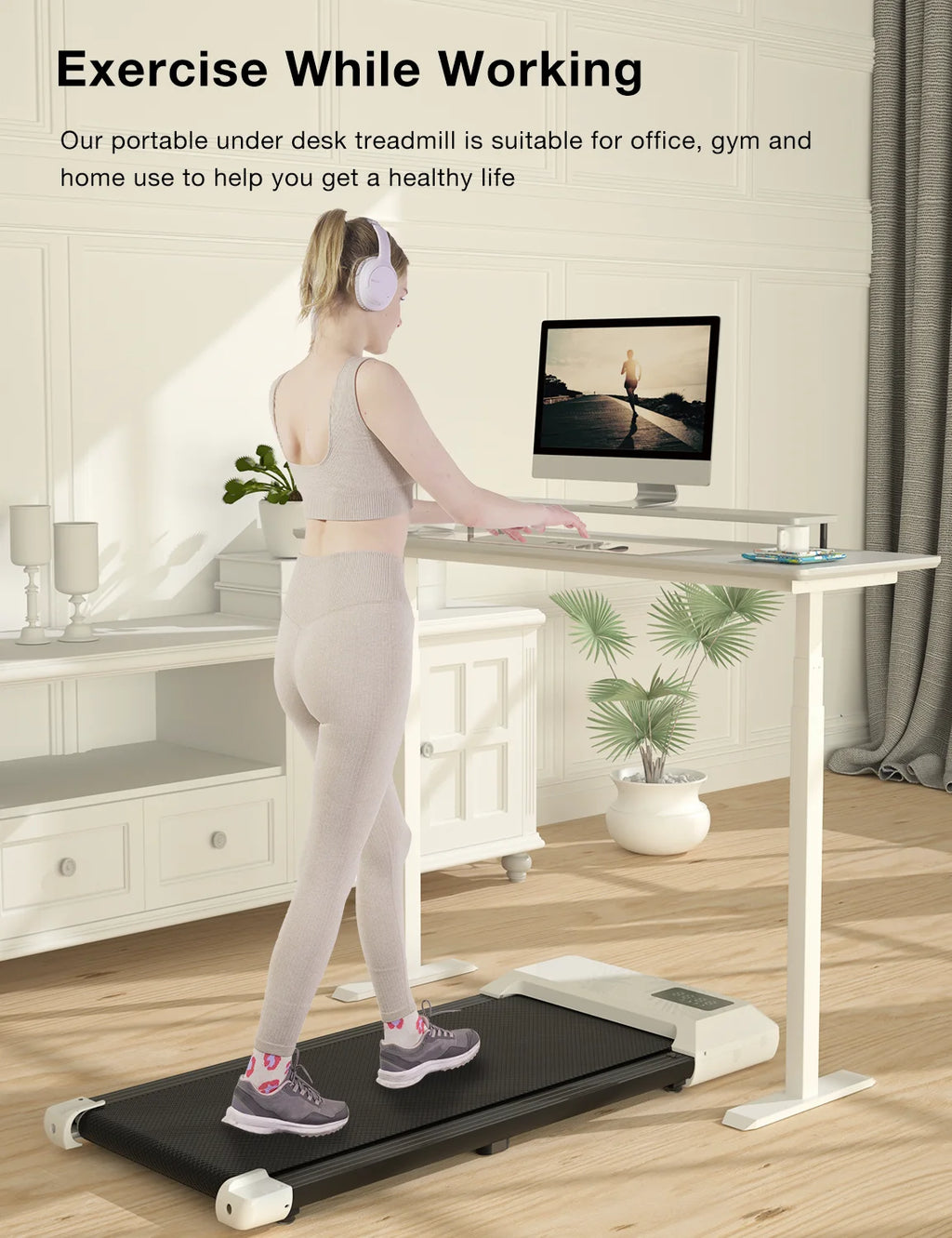 2.5Hp Walking Pad Treadmill with Remote Control and LED Display Q5479