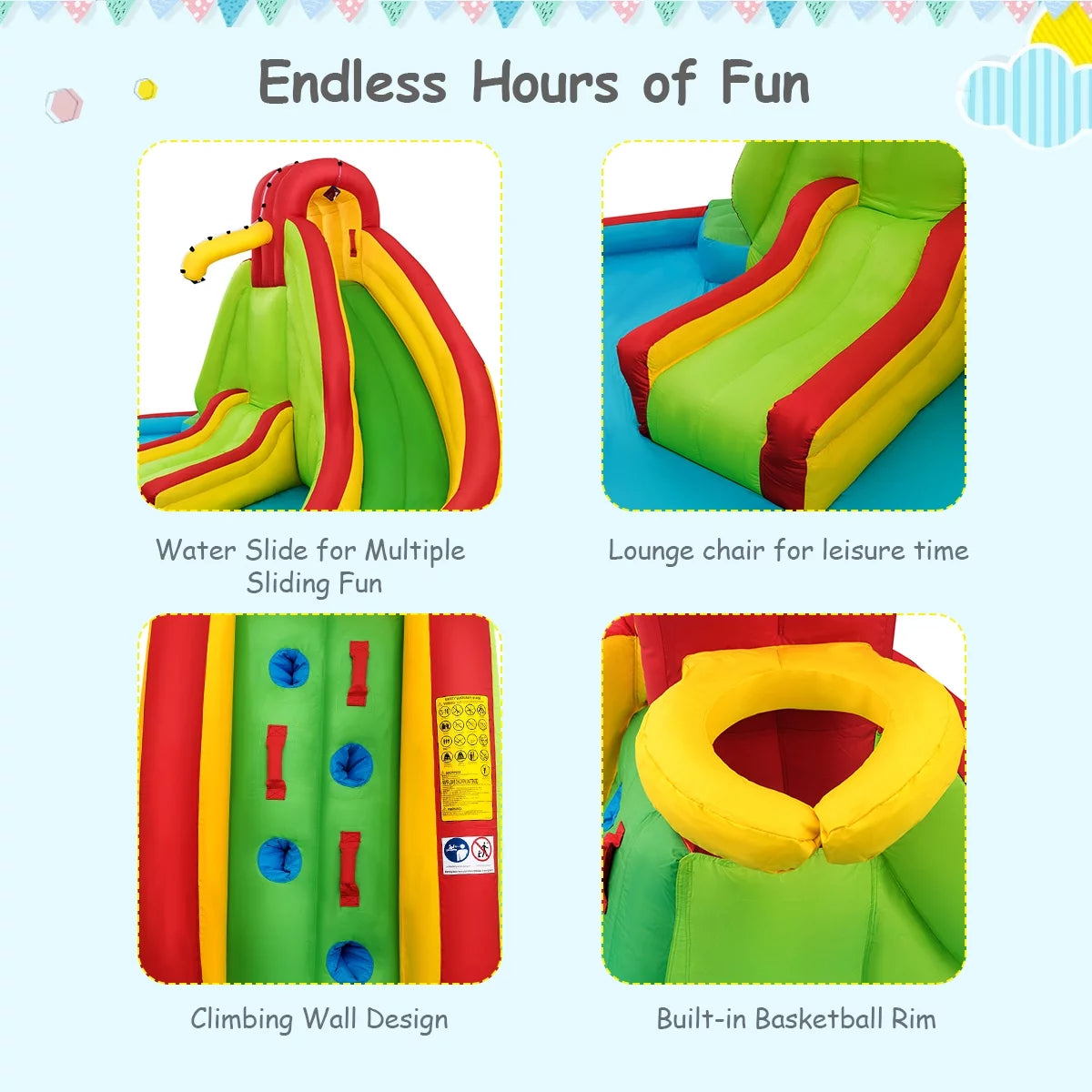 Kids Inflatable Water Slide Park with Splash Pool J125