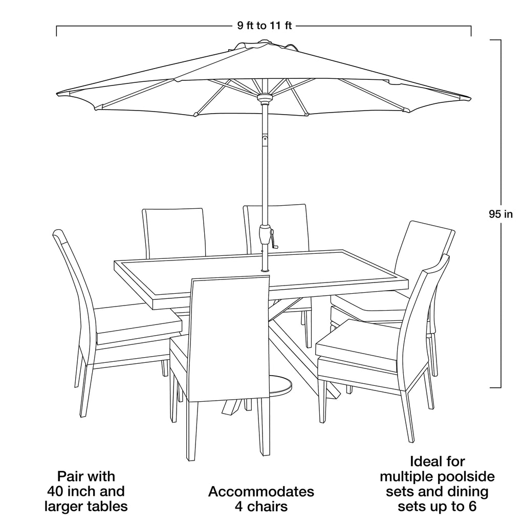 9FT Black and White Round Tilting Patio Umbrella Q660496