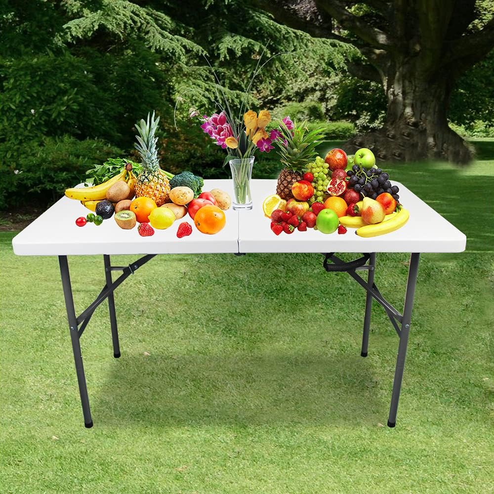 Portable Folding Camping Table 4ft Heavy Duty Plastic H154345