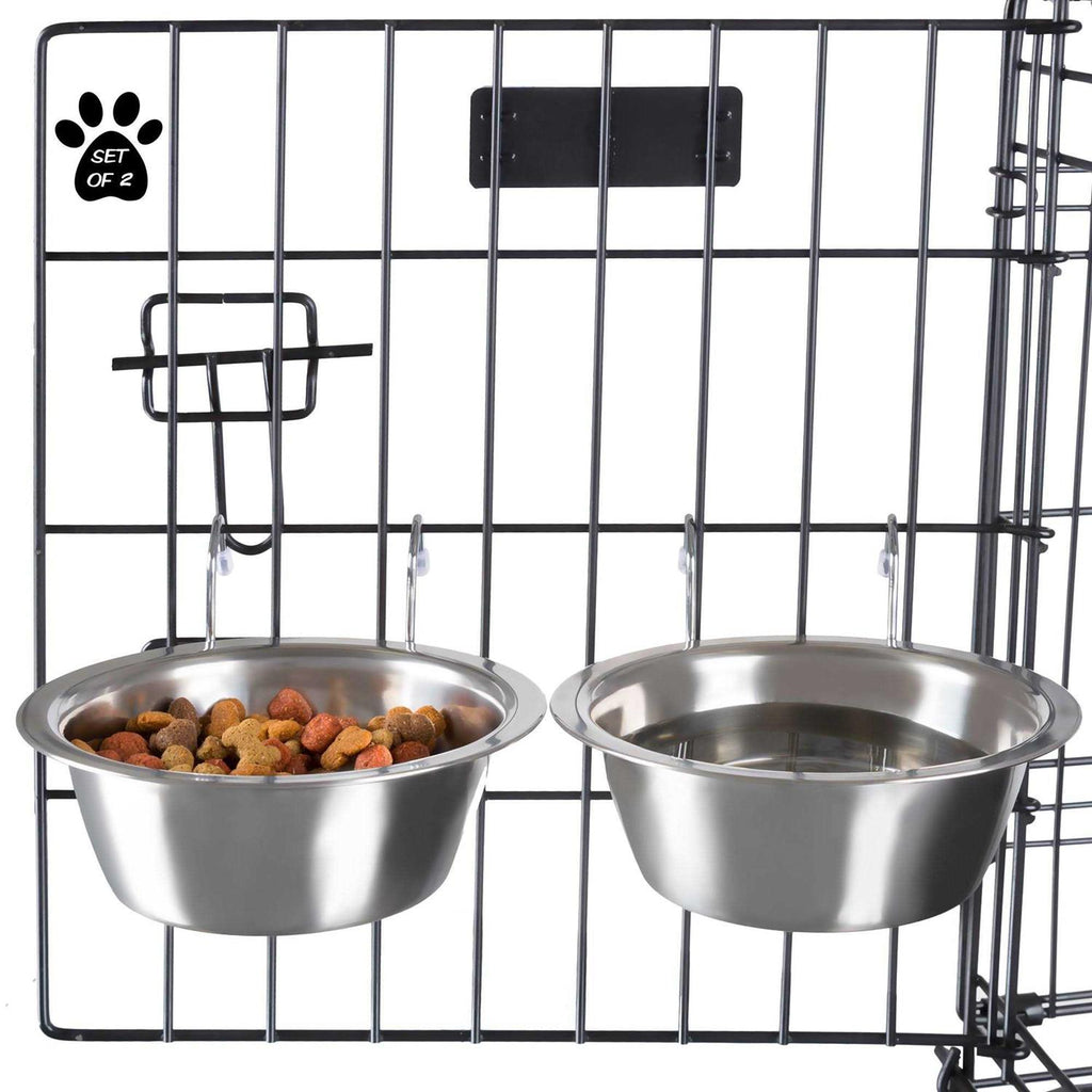 Set of 2 Stainless-Steel Hanging Pet Bowls N177829