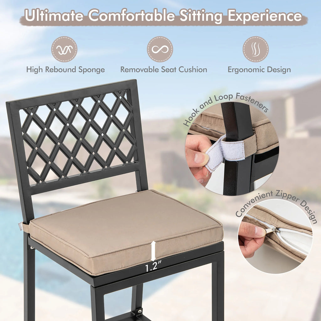 Set of 2 Metal Bar Stools with Cushion L799