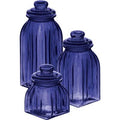 Navy Blue Glass Kitchen Canister Set F262