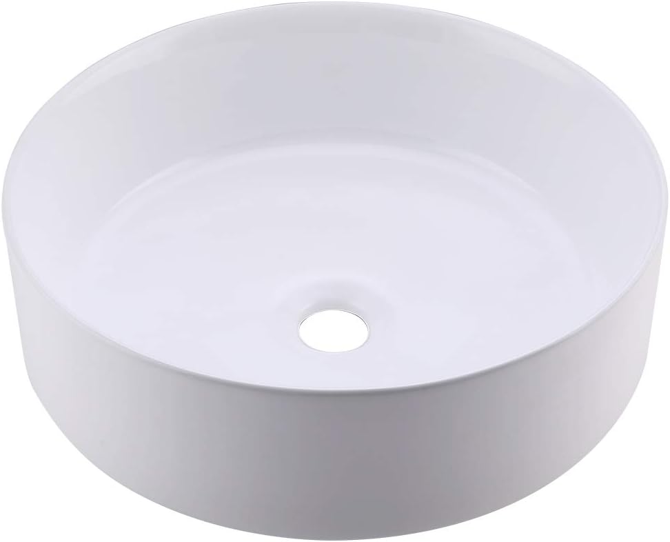 16 Inch Round White Ceramic Vessel Sink T96227