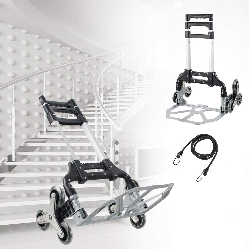 Folding Hand Truck with 6 Rubber Wheels & Bungee Cord Y132542