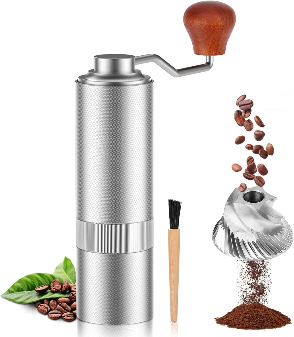 Manual Conical Stainless Steel Burr Coffee Grinder with Adjustable Grind Setting, 25g Capacity Y68844
