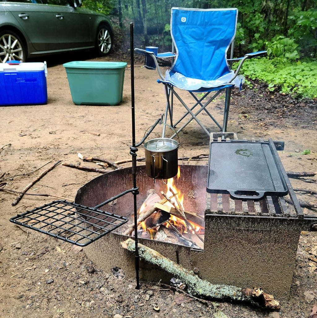 Steel Campfire Cooking Grate Swivel Grill with Canvas Carrying Bag H5128