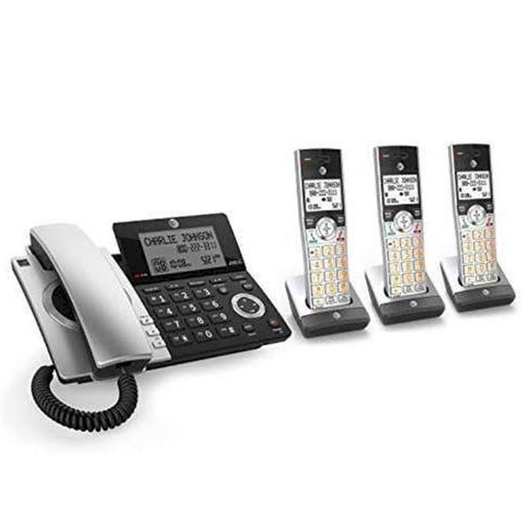 Corded/Cordless Phone with Smart Call Blocker, Silver/Black with 3 Handsets P34209