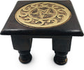 Carved Wooden Altar Table - Painted Black with Gold Design - 6 Inches Wide, 4 Inches Tall N46797