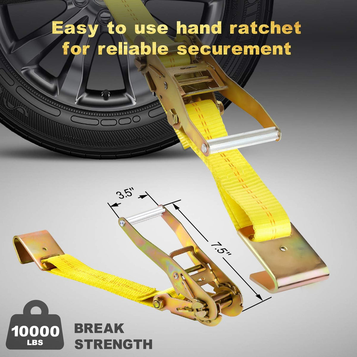 2" x 120'' Heavy Duty Vehicle Tie Down Straps with Flat Hooks O675743