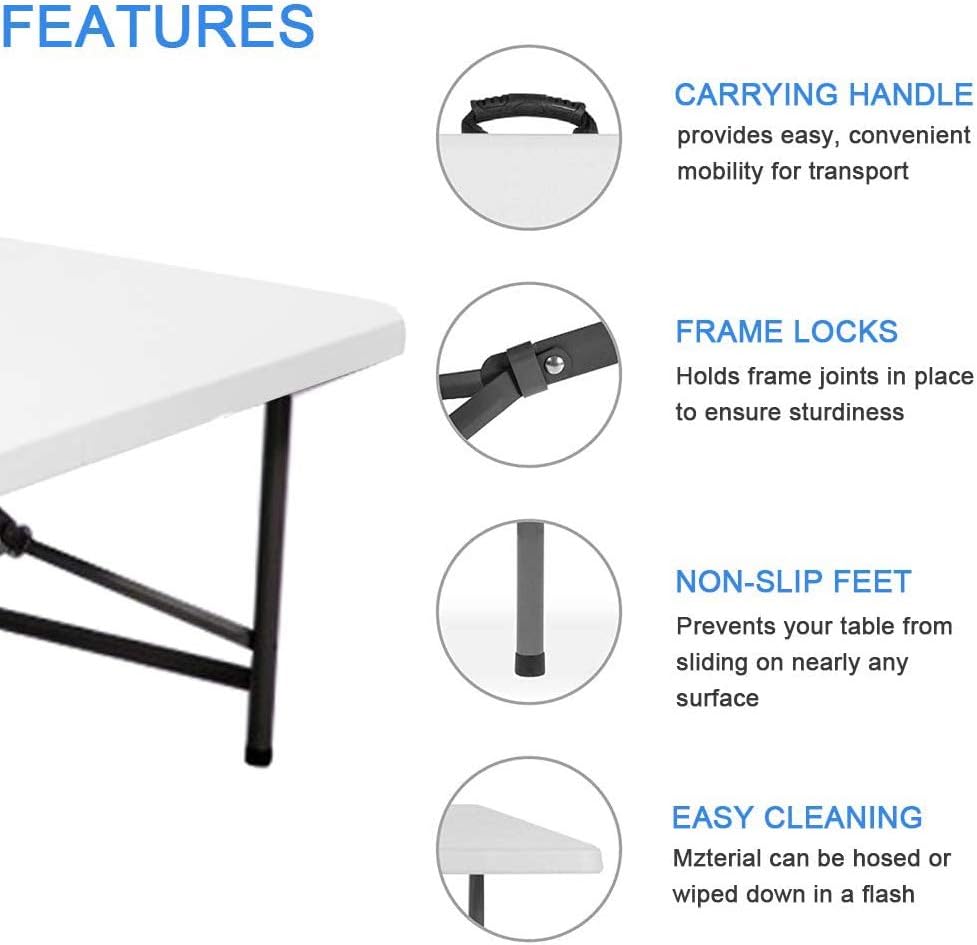 Portable Folding Camping Table 4ft Heavy Duty Plastic H154345