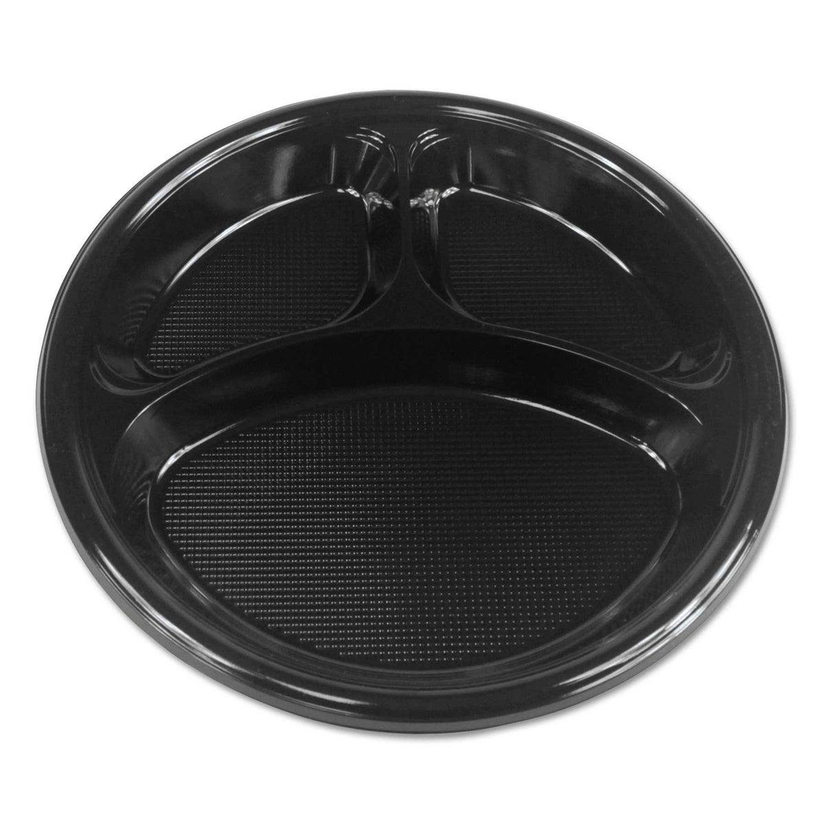 Hi-Impact Plastic Dinnerware Plate 3 Compartments Black T427