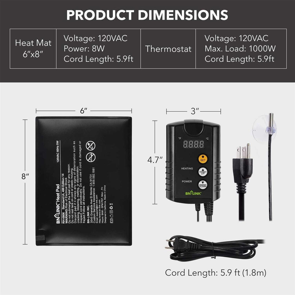 Reptile Heating Pad 8 X Digital Thermostat Under Tank Heater Combo Set A2154