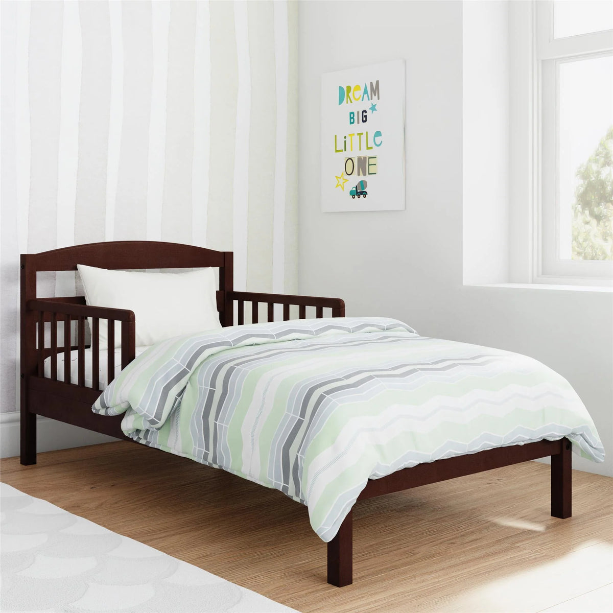 Wood Toddler Bed with Safety Guardrails K975718