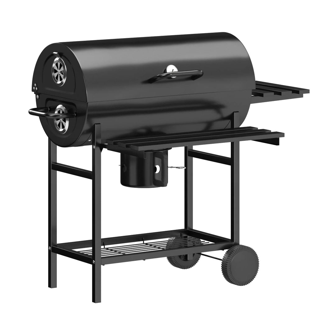 29” Black Outdoor Charcoal Grill with Side Shelf and Wheels L98071