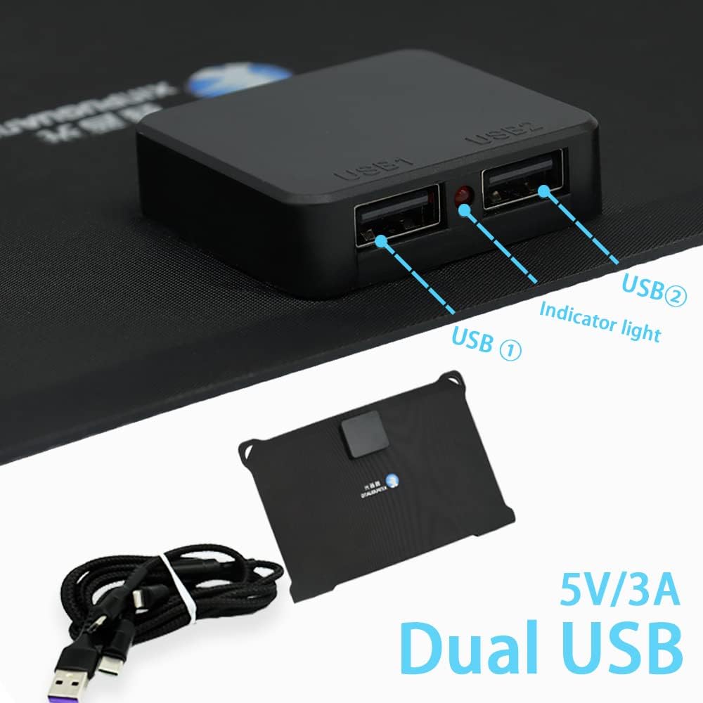 28W Foldable Solar Panel with 2 USB Output Ports D295793