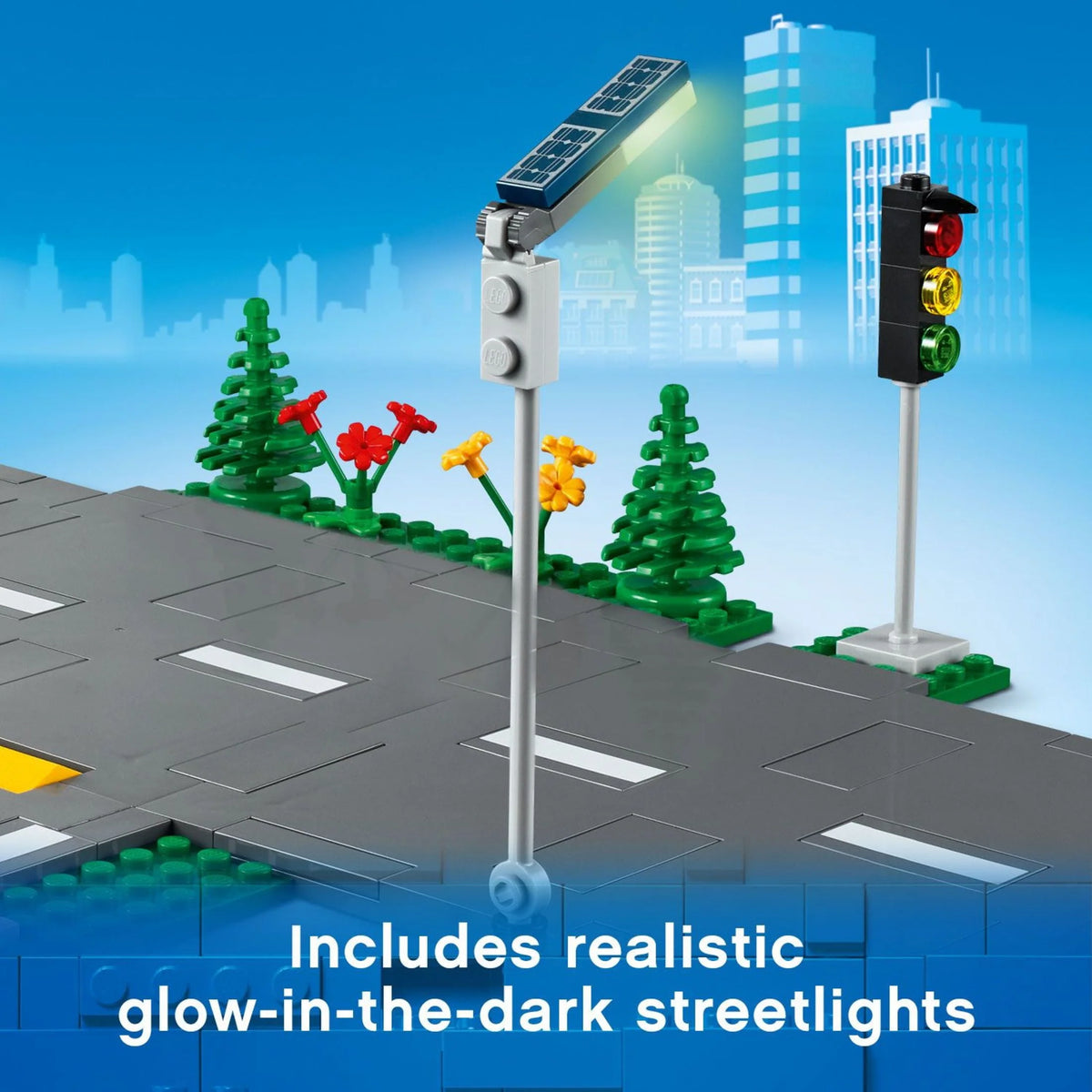 Road Plates Building Toy Set with Traffic Lights and Trees S739486