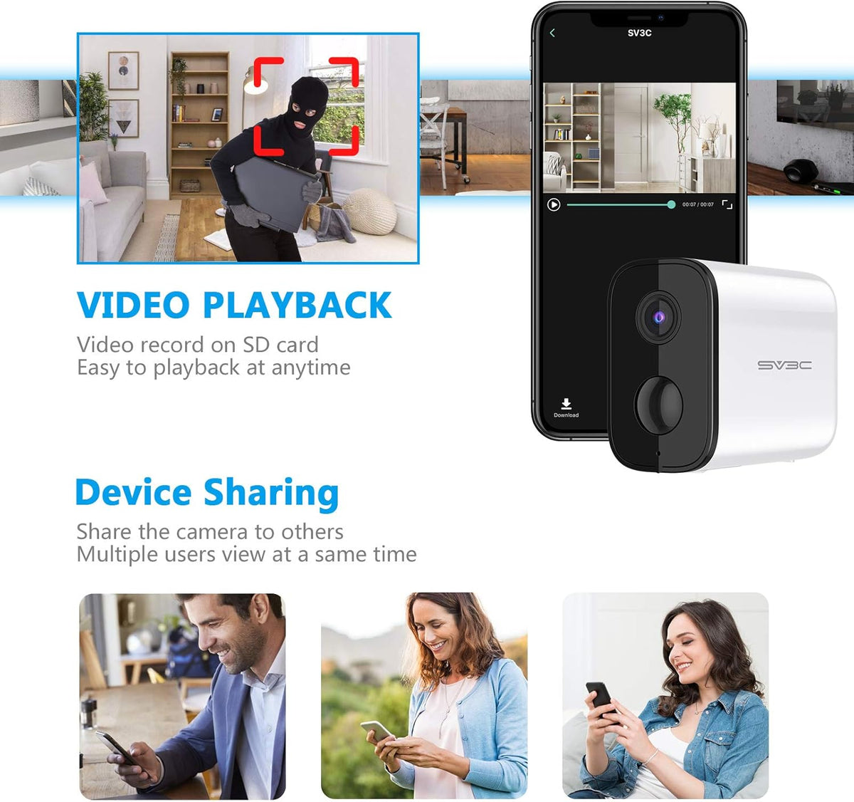 1080P WiFi Battery Wireless Security Camera T3006