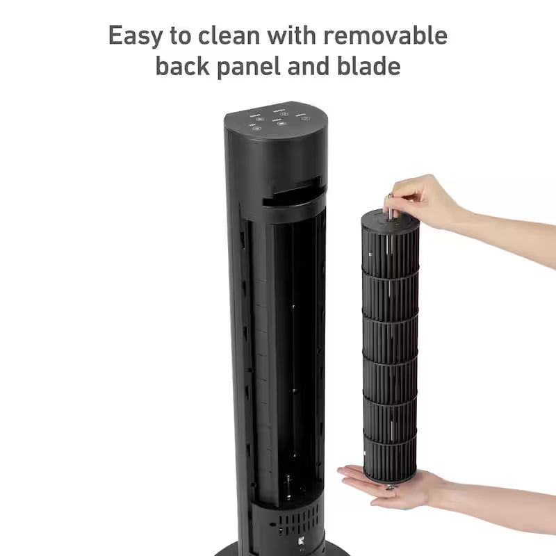 Black 6-Speed Digital Tower Fan with Remote Control C519