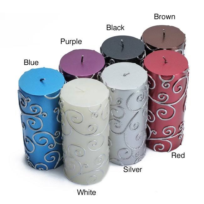Purple Scroll Pillar Candle 12Pcs L18396