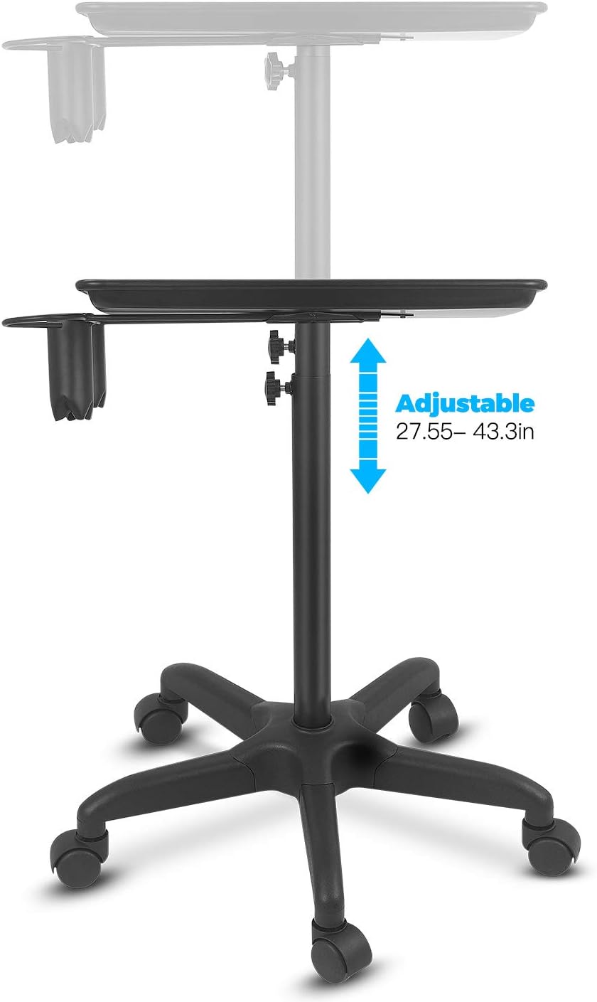 Black Height Adjustable Aluminum Salon Tray Cart E6274