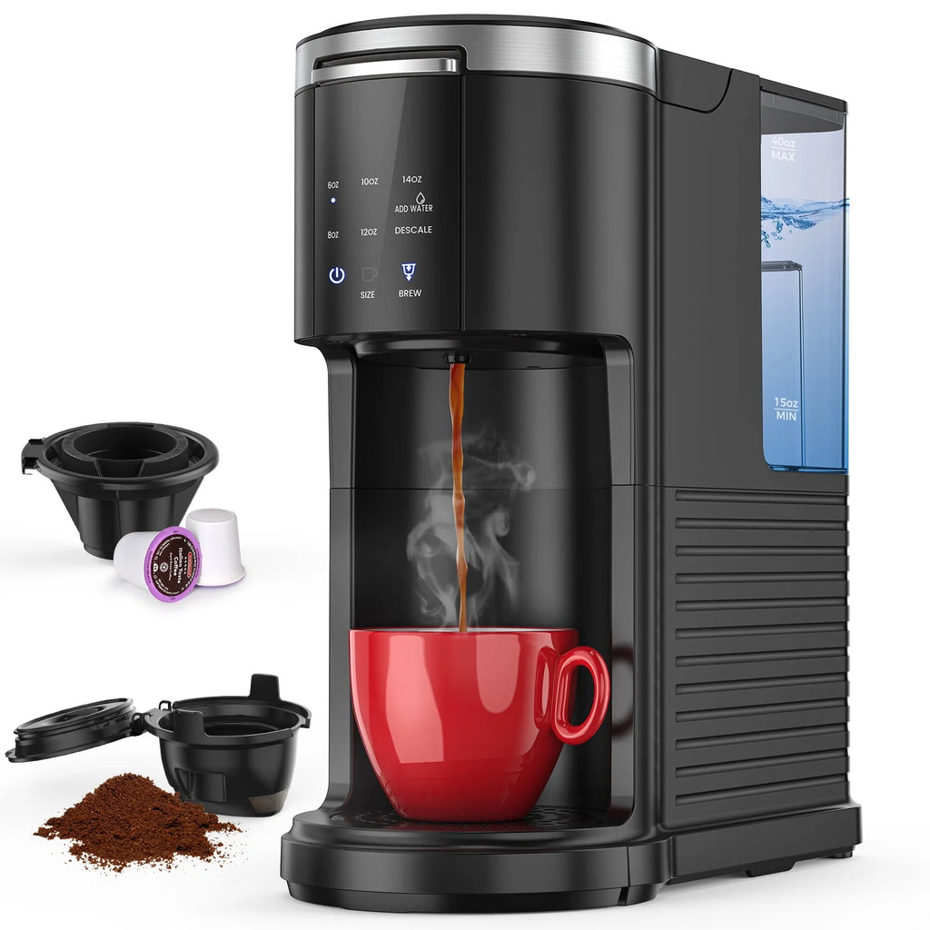 2-in-1 Single Serve Coffee Maker, Black J928903