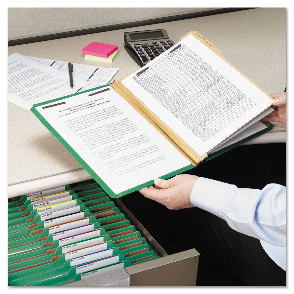Green 8-Section Classification Folder A3305
